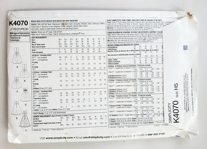 SIMPLICITY Sewing Pattern K4070, Strapless Dress, Dress, Overlay, Size 6-14