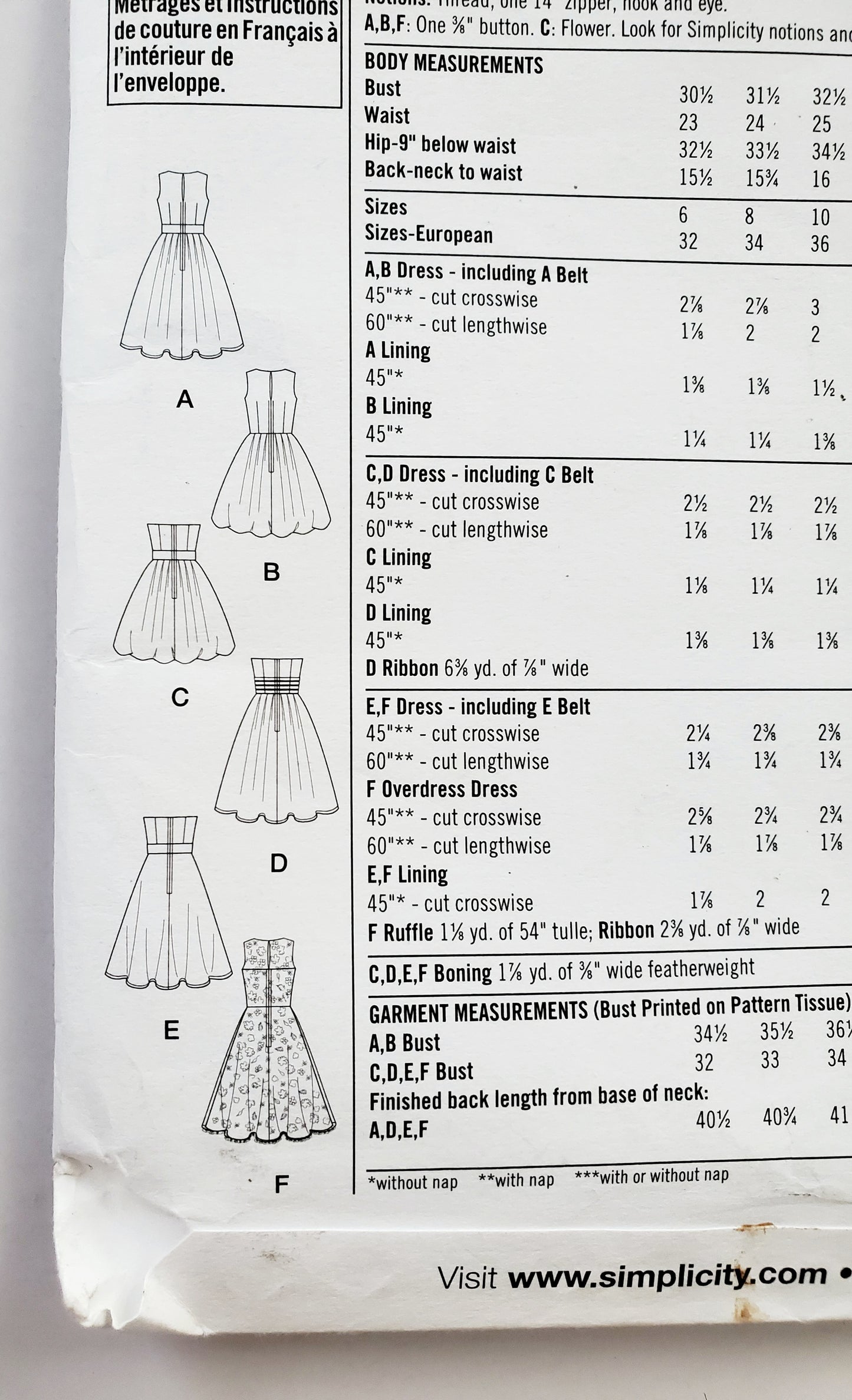 SIMPLICITY Sewing Pattern K4070, Strapless Dress, Dress, Overlay, Size 6-14