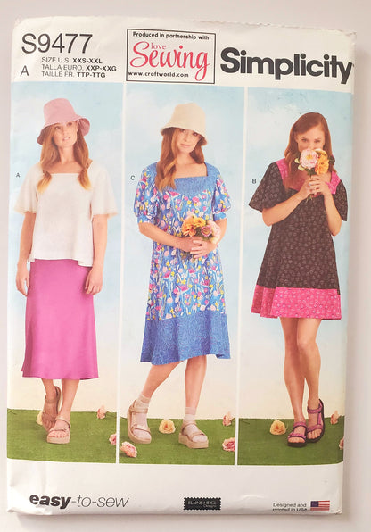 SIMPLICITY Sewing Pattern S9477, Top, Dresses, Size 4-26