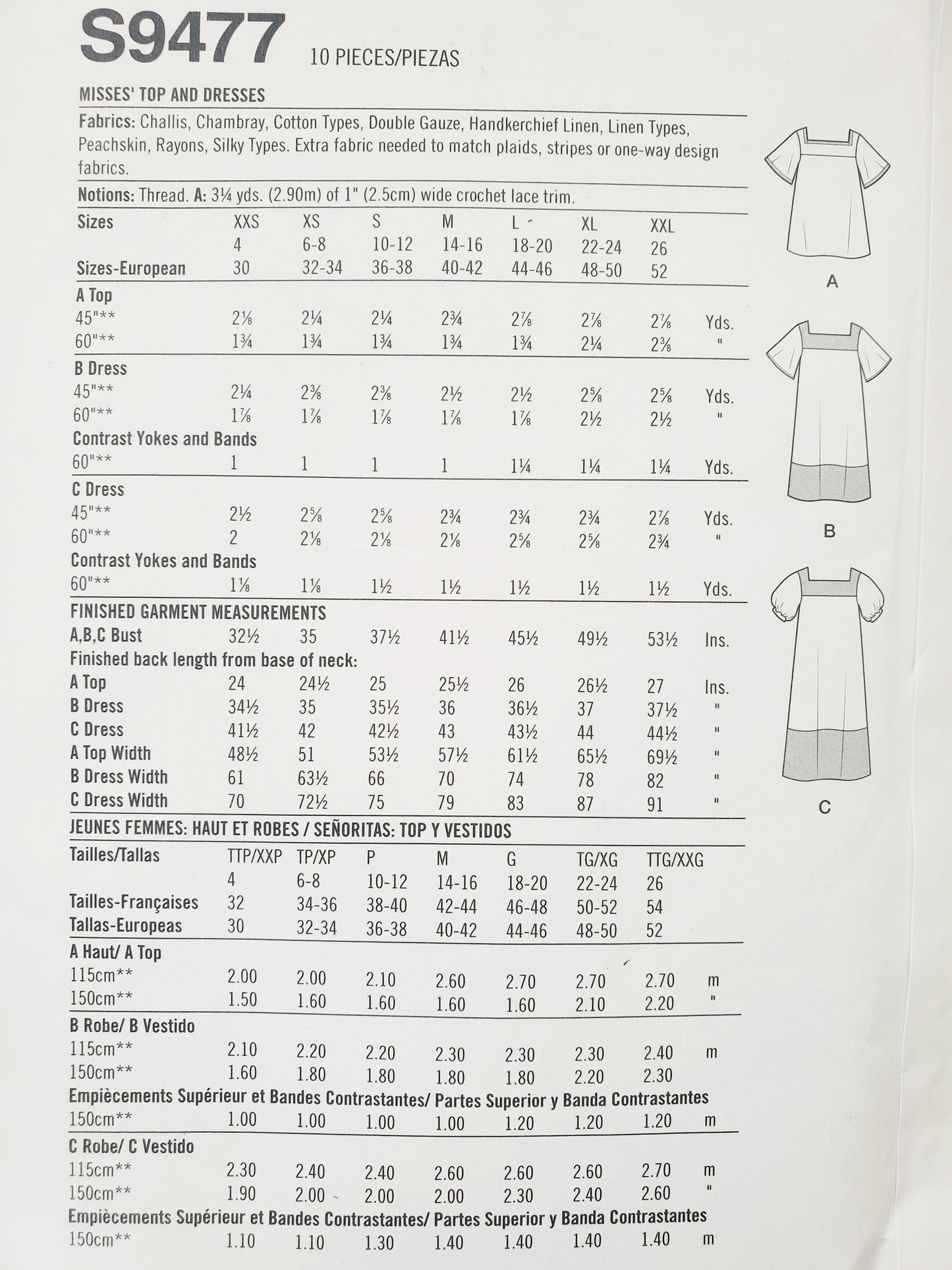 SIMPLICITY Sewing Pattern S9477, Top, Dresses, Size 4-26