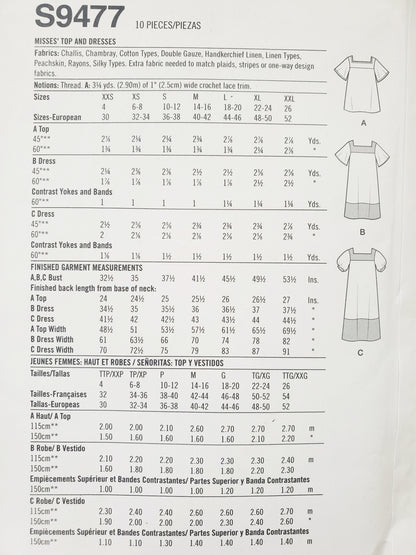 SIMPLICITY Sewing Pattern S9477, Top, Dresses, Size 4-26