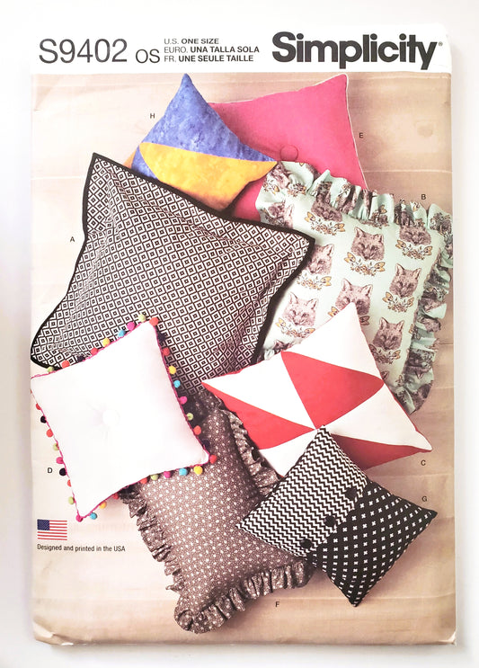 SIMPLICITY Sewing Pattern S9402, Pillows, Eight Variations