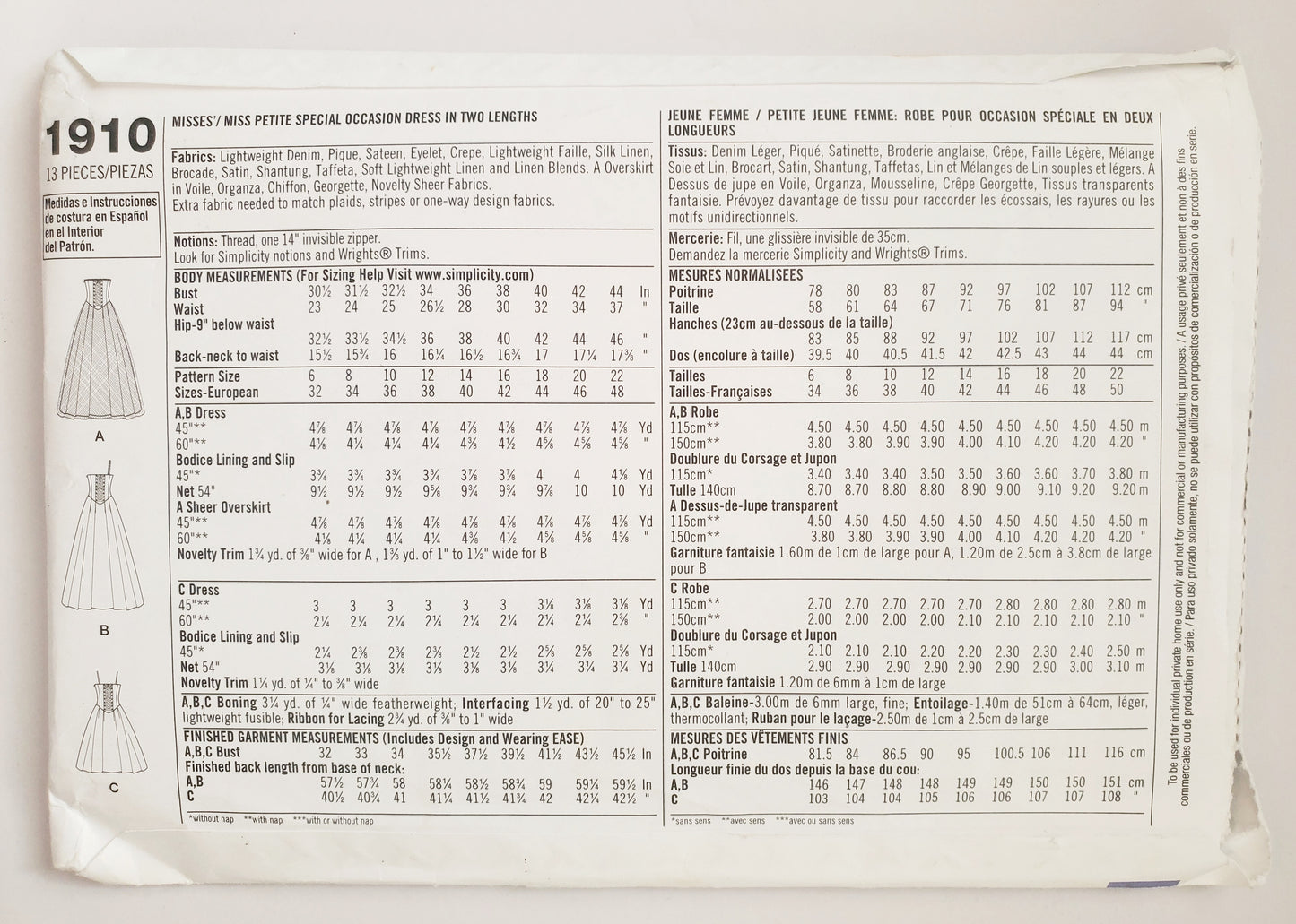 SIMPLICITY Sewing Pattern 1910 Dress with Boning, Full Skirt, Strapless Bodice, Prom, Evening Dress  SIZE 6-14