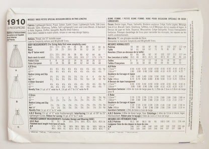 SIMPLICITY Sewing Pattern 1910 Dress with Boning, Full Skirt, Strapless Bodice, Prom, Evening Dress  SIZE 6-14