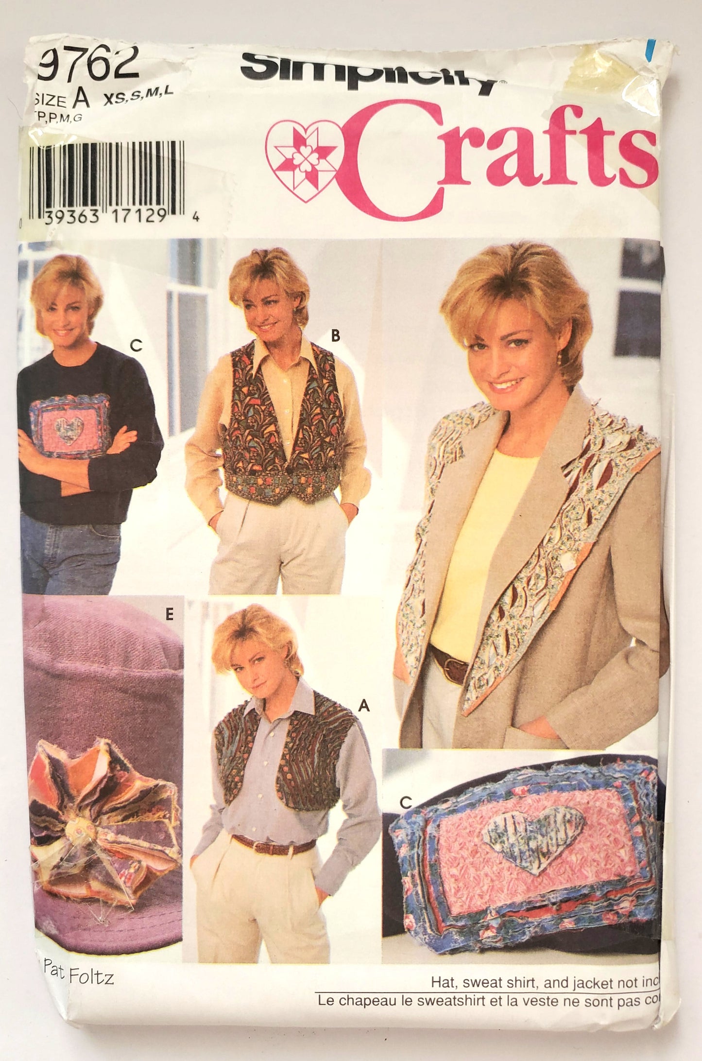 SIMPLICITY Sewing Pattern 9762, Craft, Vest, Shirt, Collar, Flower Pin, Applique, Size XS-L