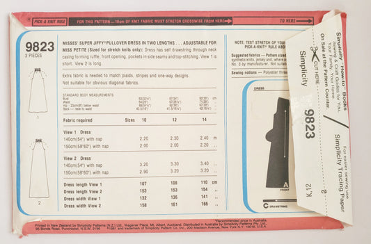 SIMPLICITY Sewing Pattern 9823, Super Jiffy Dress, Size 12