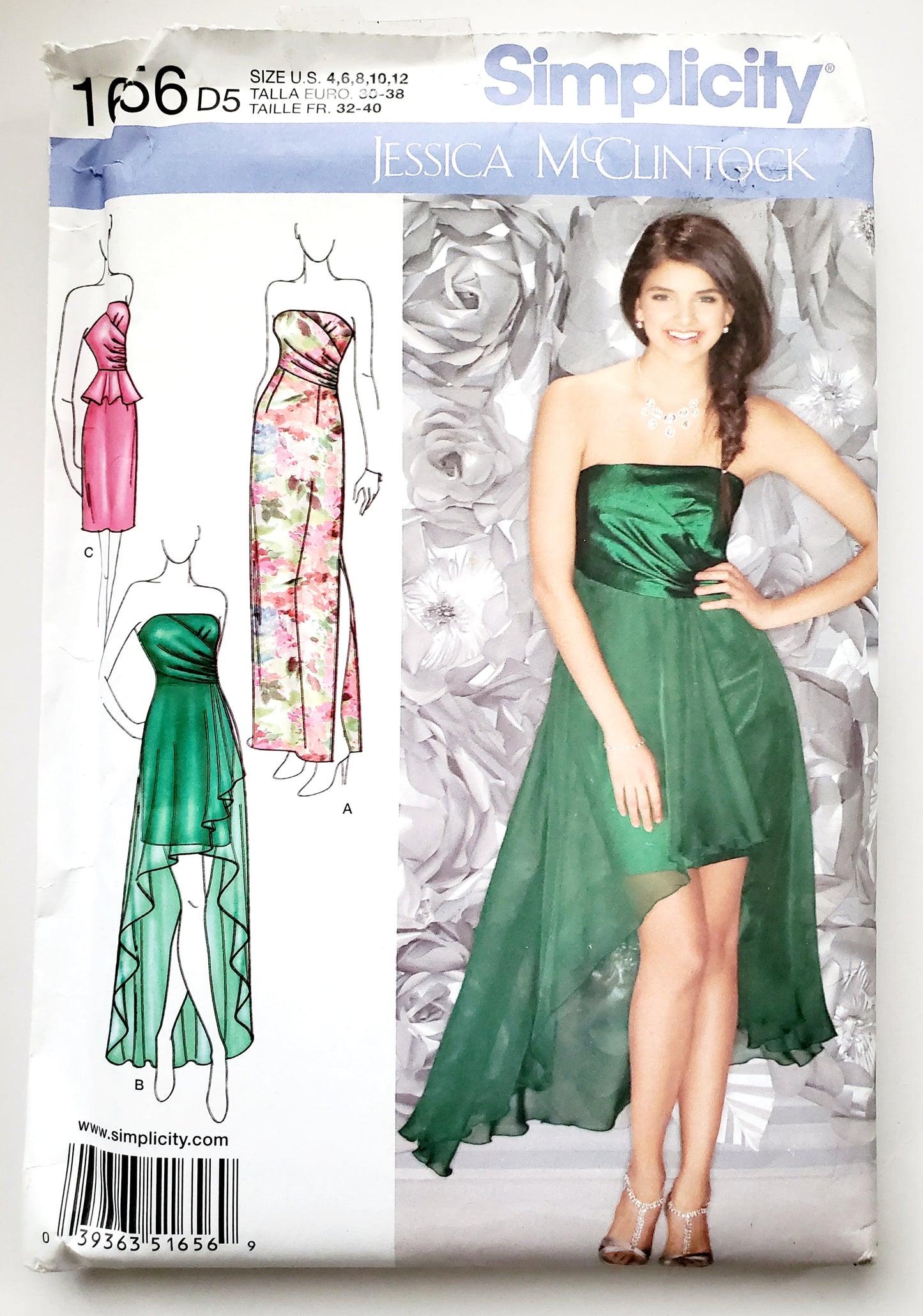 SIMPLICITY Sewing Pattern 1656 Model wearing Special Occasion Dress SIZE 4-12 and shoeing length variations 