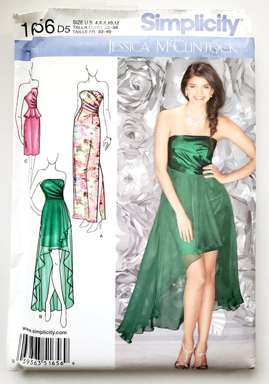 SIMPLICITY Sewing Pattern 1656 Model wearing Special Occasion Dress SIZE 4-12 and shoeing length variations 