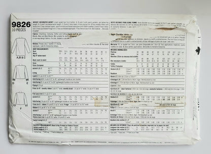 SIMPLICITY Sewing Pattern 9826, Jacket, Decorate a Decorate, Lined Jaclet, Size 18-22