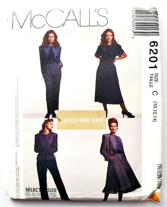 MCCALLS Sewing Pattern 6201 Jones New York, Jacket, Top, Skirt, Pants, Size 10-14