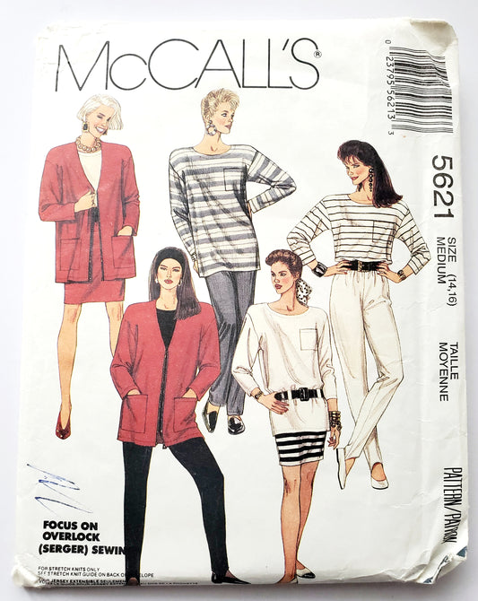 MCCALLS Sewing Pattern 5621, Cardigan, Tunic, Top, Skirt, Pants, Size 14-16