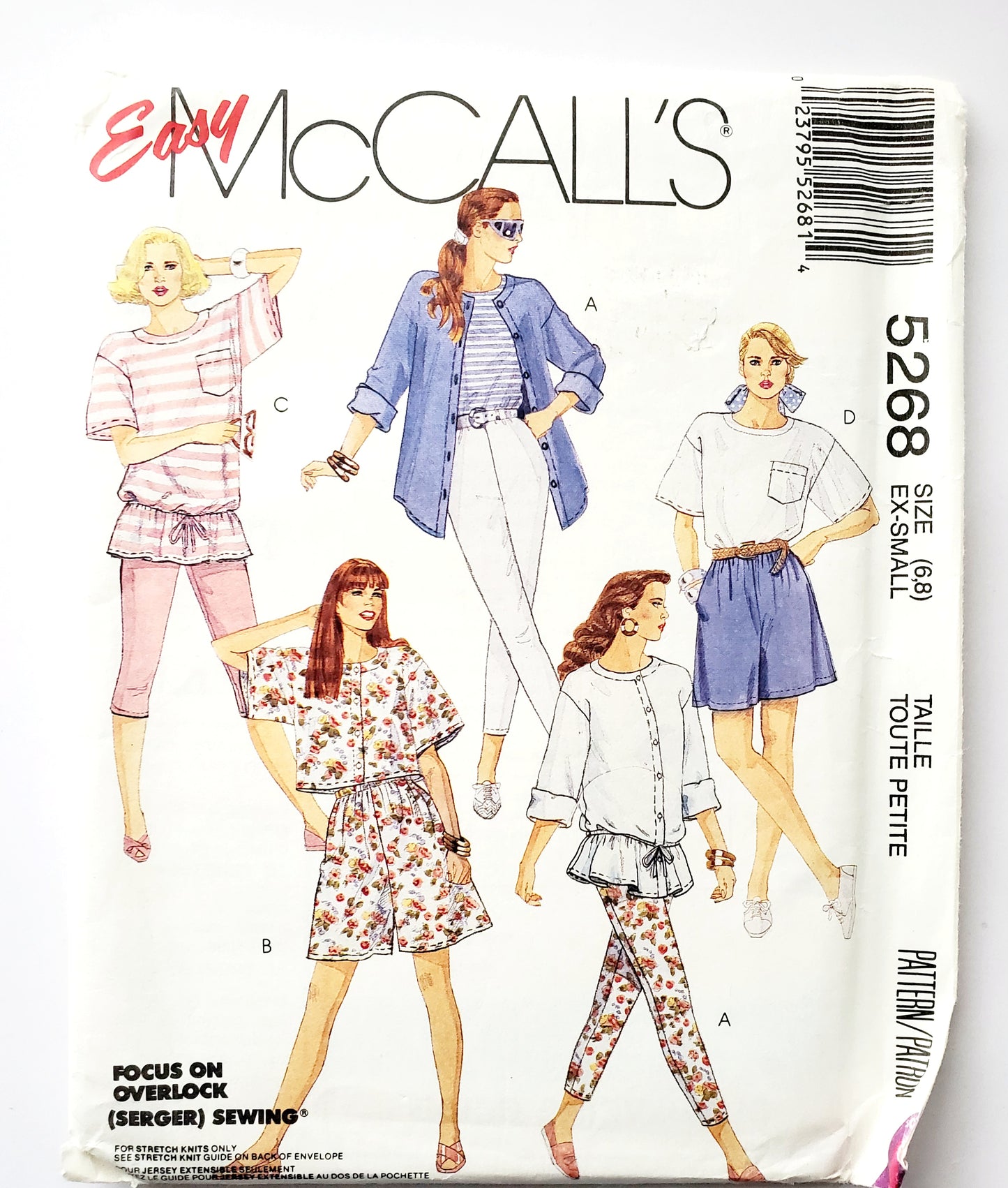 MCCALLS Sewing Pattern 5268 Tunic or Tops, Tshirts, Leggings, Shorts Size 6-8