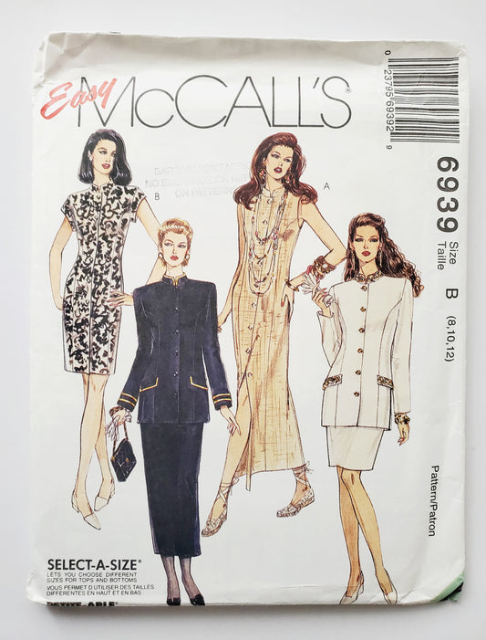 MCCALLS Sewing Pattern 6939 Jackets with Raised Collars, Skirts Size 8-12