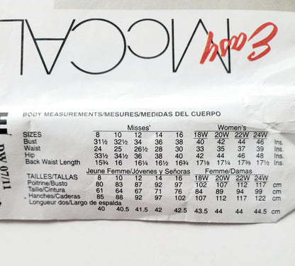 MCCALLS Sewing Pattern M6204 Loose Fitting Tunics, Plus Sizes, Size 18-24