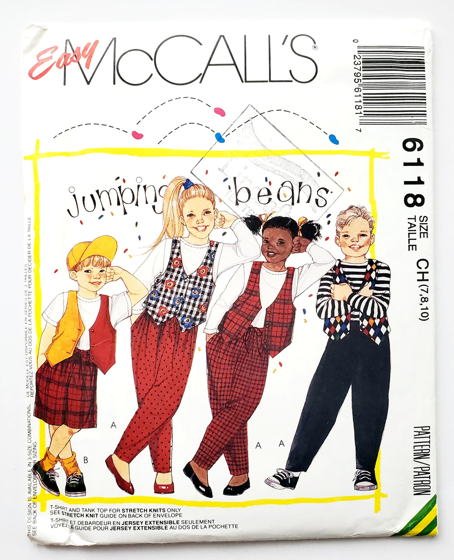 MCCALLS Sewing Pattern 6118 Boys & Girls Vests, Tops, Pants, Shorts, Size 7-10