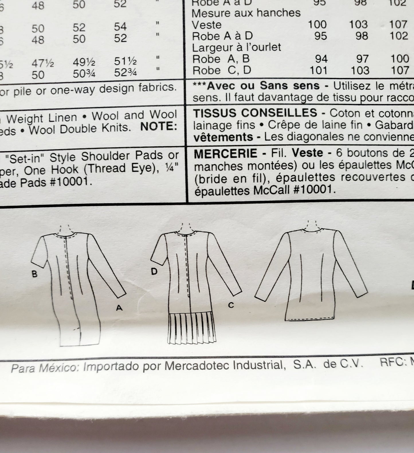 MCCALLS Sewing Pattern 6183 Unlined Jacket, Semi-Fitted, Dresses, Pressed Pleats Lower Edge, Size 12-16