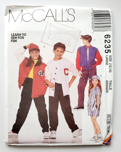 MCCALLS Sewing Pattern 6235 Kids, Kids Unisex, Boys, Girls, Jacket, Shirt, Pants, Shorts, Size 12,14