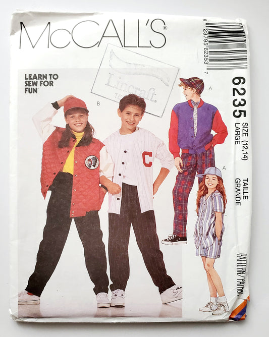 MCCALLS Sewing Pattern 6235 Kids, Kids Unisex, Boys, Girls, Jacket, Shirt, Pants, Shorts, Size 12,14