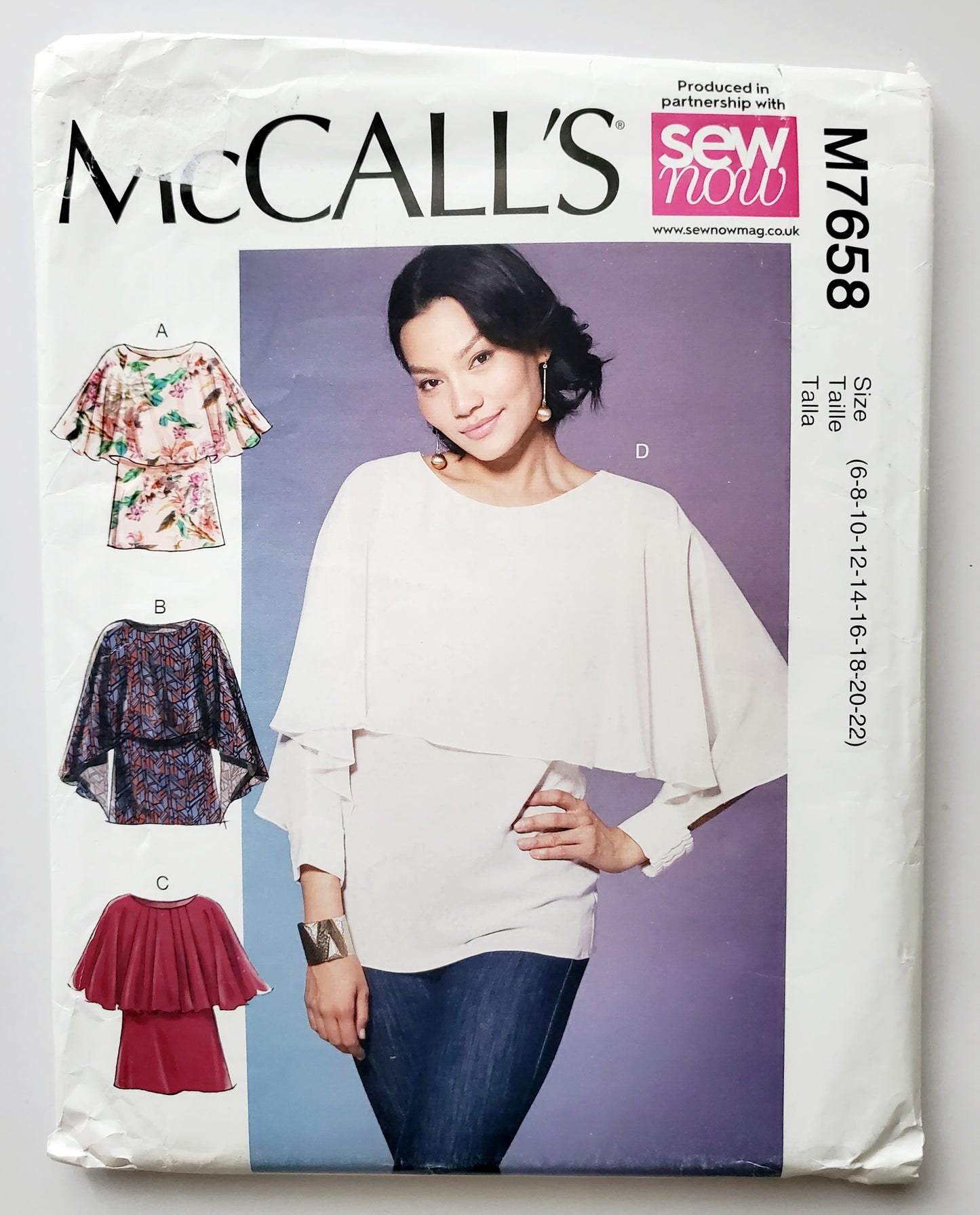 MCCALLS Sewing Pattern M7658 Pullover Tops with Overlay Size 6-22