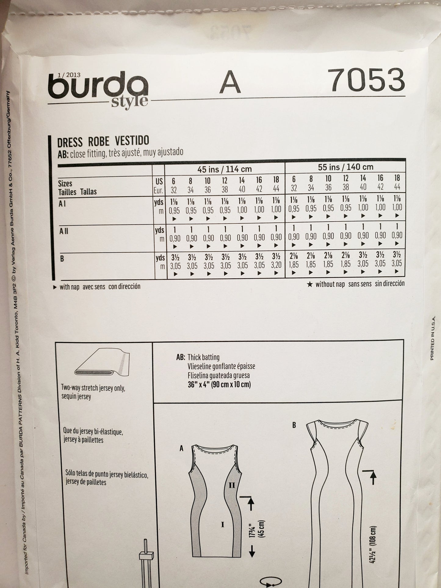 BURDA YOUNG, Sewing Pattern 7053, Dress, Shaped, Fitted Dress Variations, Cap Sleeves, Size 6-18