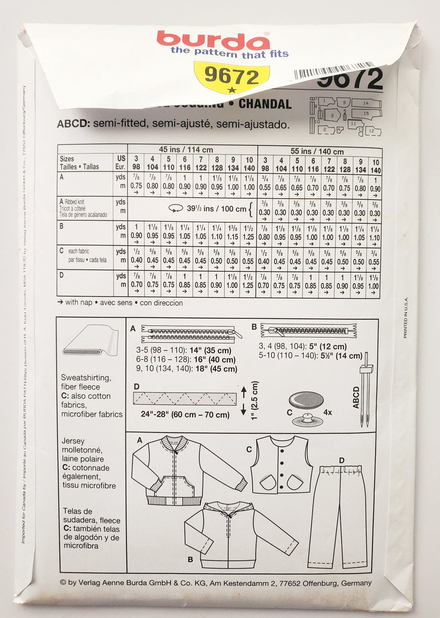 BURDA KIDS, Sewing Pattern 9672, Pants, Vests, Jumpers, Sweaters, Boys, Kids, Size 3-10