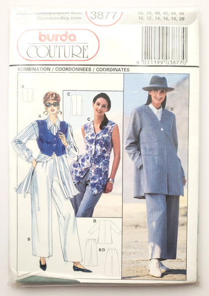 BURDA COUTURE, Sewing Pattern 3877, Pants, Jackets, Coordinates, Size 10-20