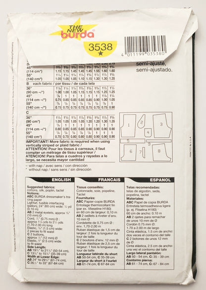 BURDA SUPER EASY, Sewing Pattern 3538, Men's Shorts, Size 36-60