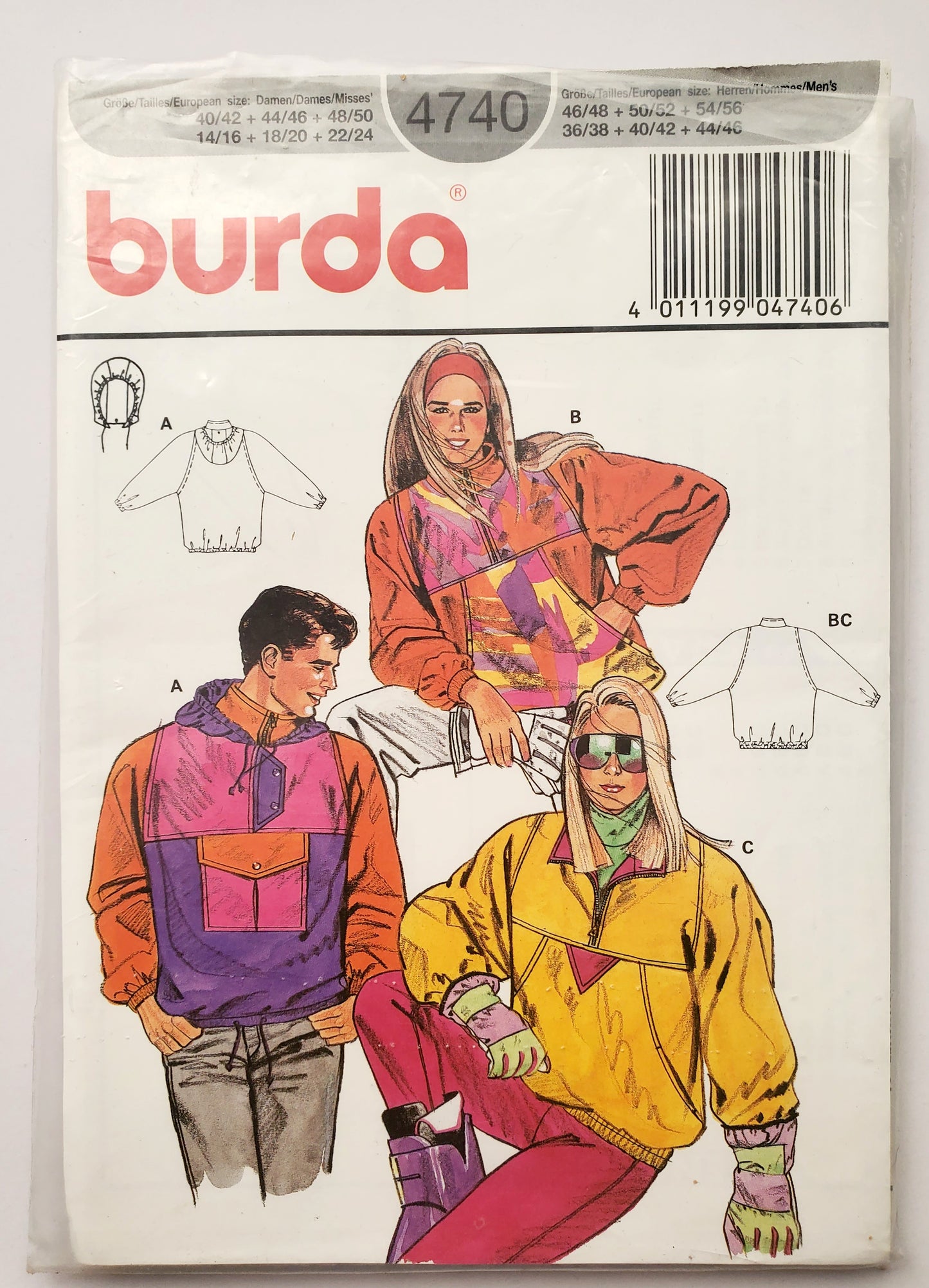 BURDA, Sewing Pattern 4740, Jacket with Parachute Fabric and Lining, Size 14-24
