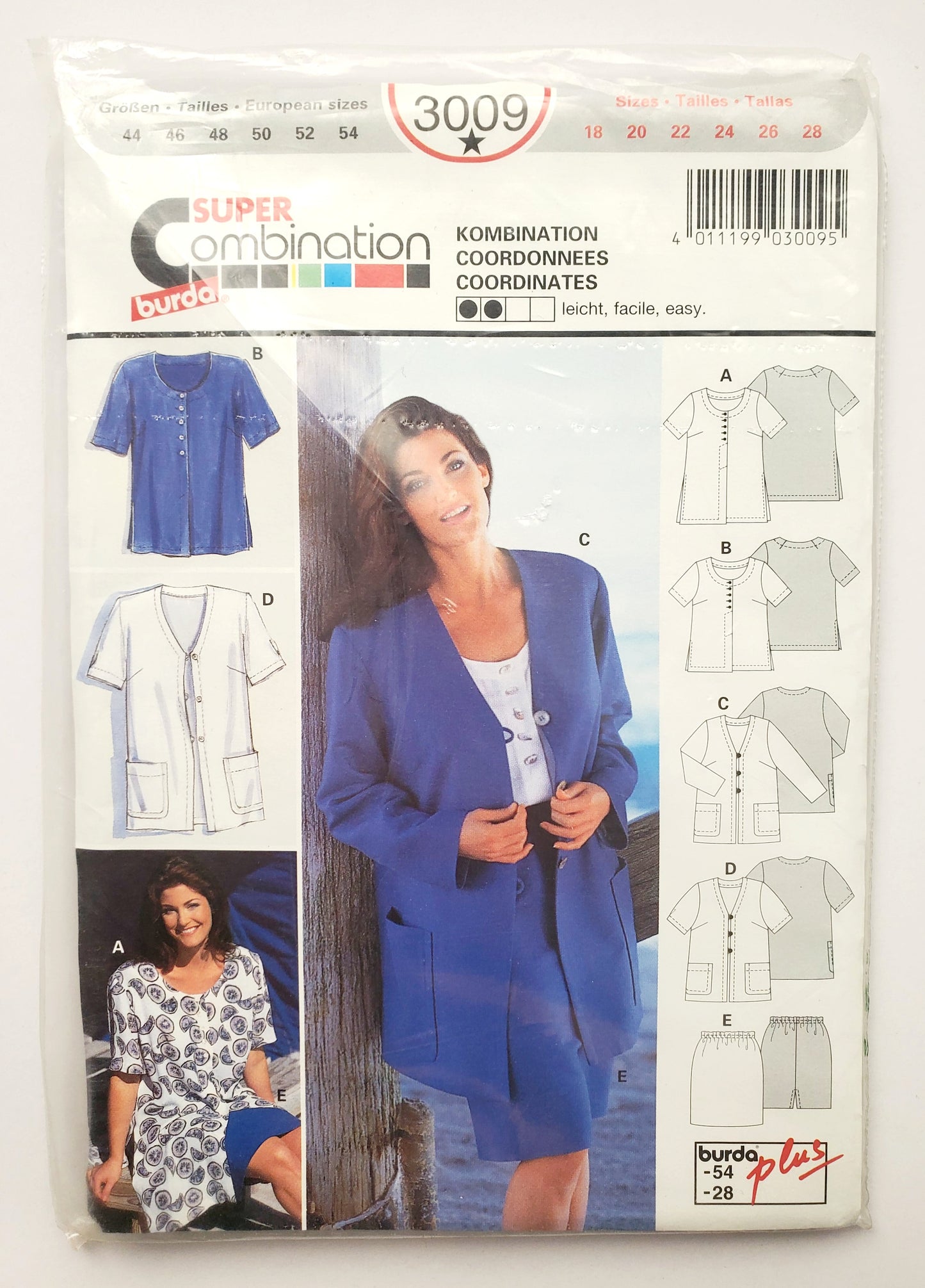 BURDA, Sewing Pattern 3009, Super Combination, Top, Skirt, Size 18-28