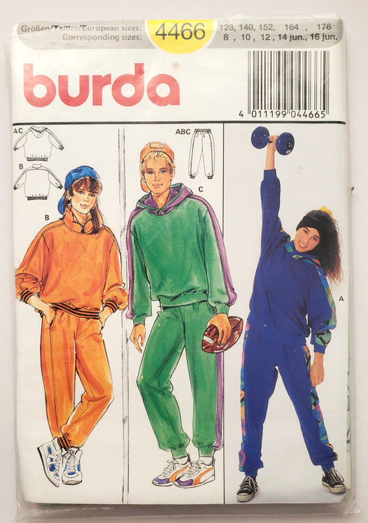 BURDA, Sewing Pattern 4466, Sweatshirts, Weatherproof Jackets, Kids, Junior, Teen Size 8-16