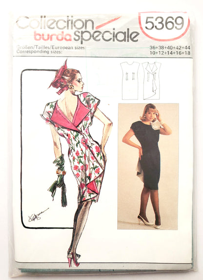 BURDA COLLECTION SPECIAL, Sewing Pattern 5369, Dress with Deep Back V-Neck, Size 10-22