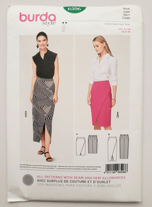 BURDA STYLE, Sewing Pattern 6506, Wrap Style Skirt, Size 8-20