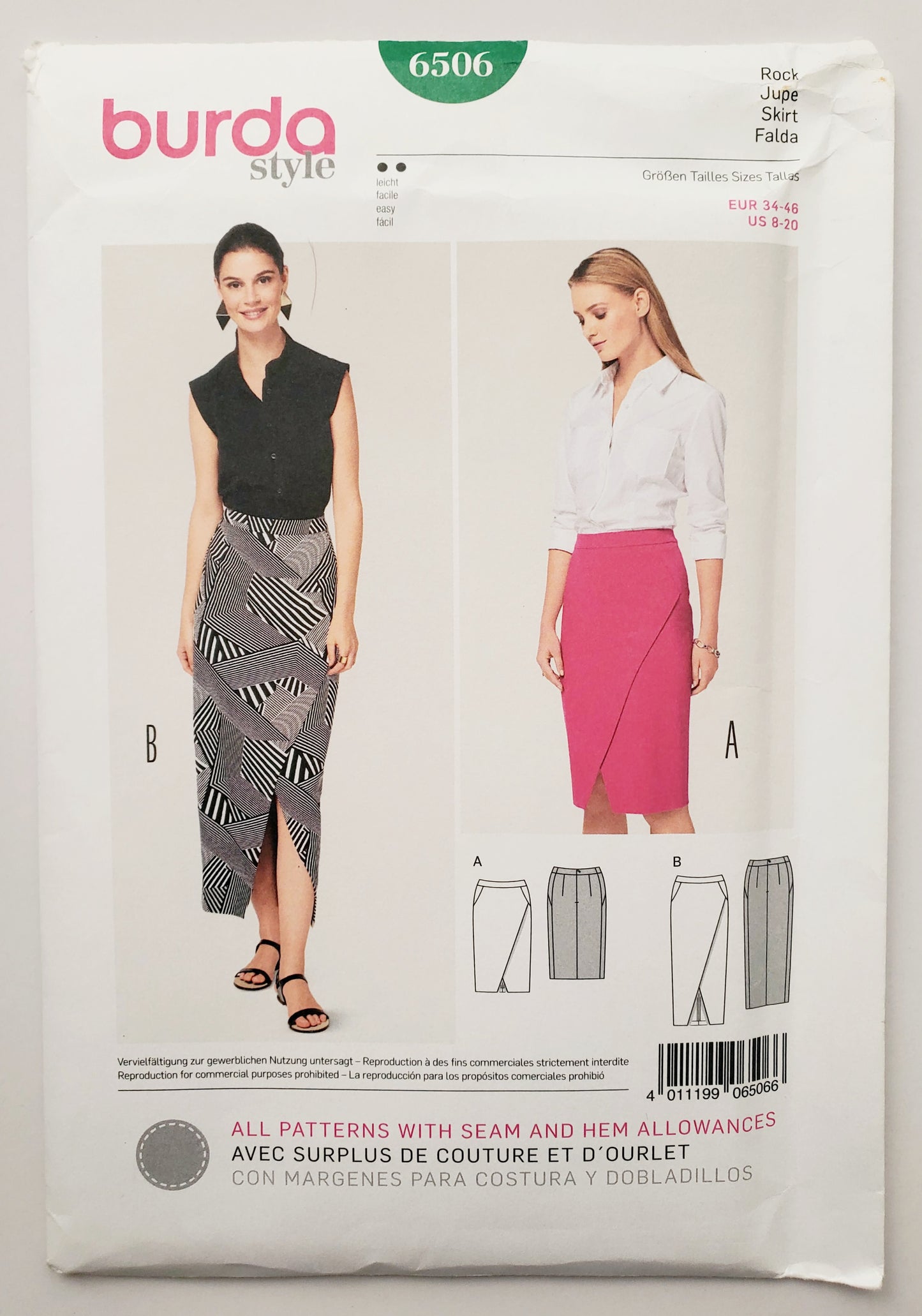 BURDA STYLE, Sewing Pattern 6506, Wrap Style Skirt, Size 8-20