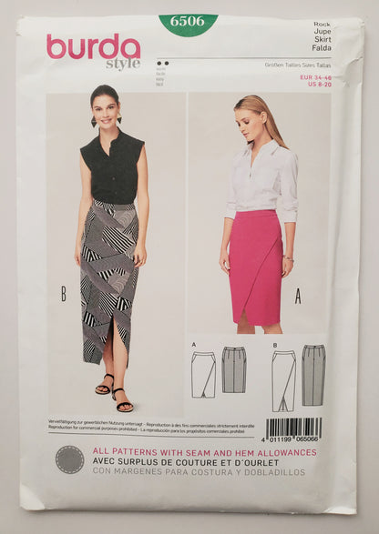 BURDA STYLE, Sewing Pattern 6506, Wrap Style Skirt, Size 8-20