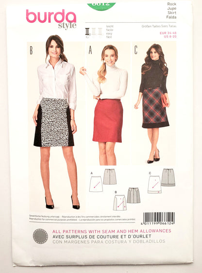 BURDA STYLE, Sewing Pattern 6612, Skirts with Contrast Fabric, Size 8-20