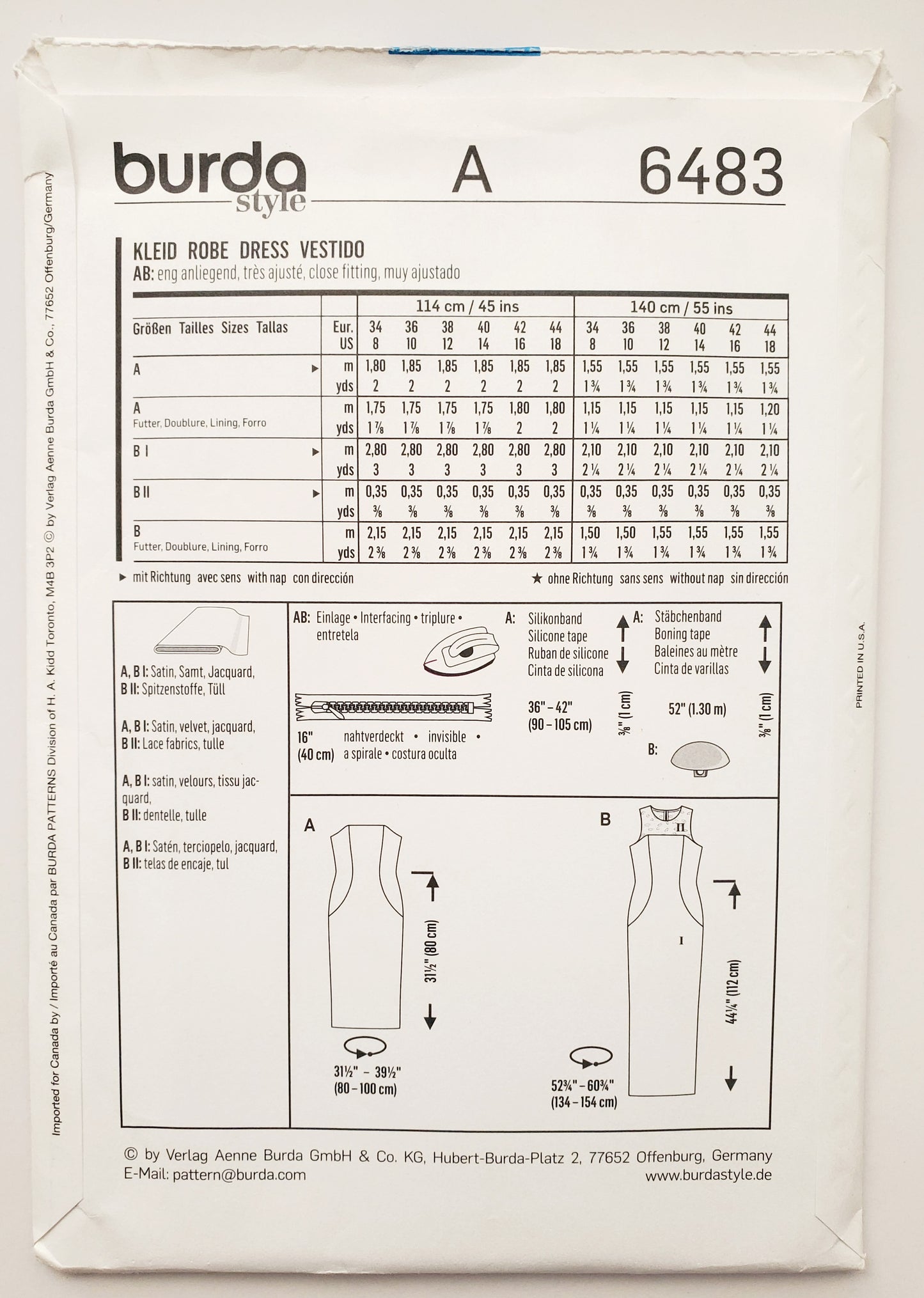 BURDA STYLE, Sewing Pattern 6483, Evening Dress. Strapless Dress. Dress with Lace Panel, Size 8-18
