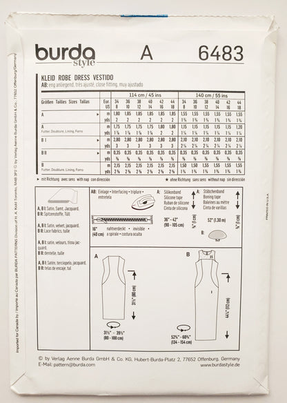 BURDA STYLE, Sewing Pattern 6483, Evening Dress. Strapless Dress. Dress with Lace Panel, Size 8-18