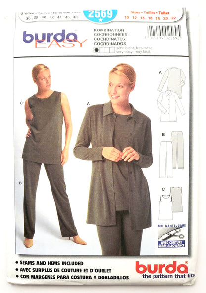 BURDA EASY, Sewing Pattern 2569, Pants, Shirts, Top, Outfit, Size 10-22