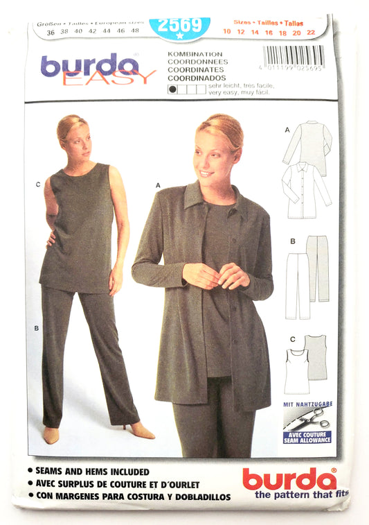 BURDA EASY, Sewing Pattern 2569, Pants, Shirts, Top, Outfit, Size 10-22