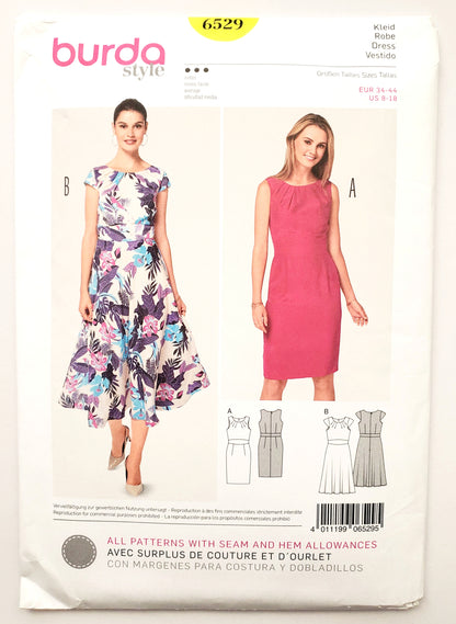 BURDA STYLE, Sewing Pattern 6529, Dress Variations, Cap Sleeves, Sleeveless, Size 8-18