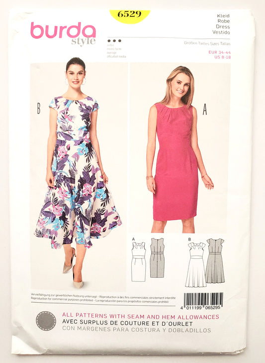 BURDA STYLE, Sewing Pattern 6529, Dress Variations, Cap Sleeves, Sleeveless, Size 8-18