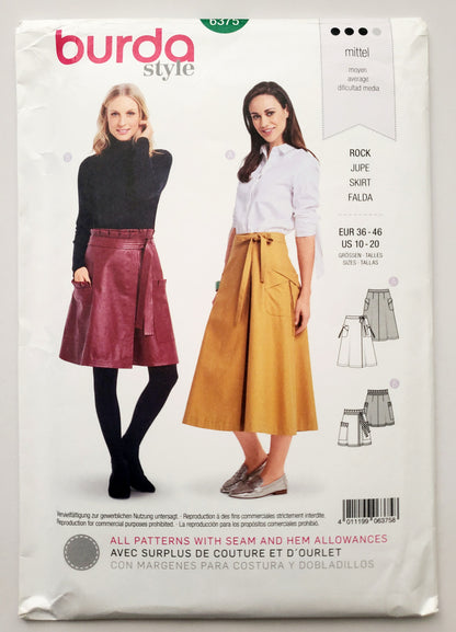 BURDA STYLE, Sewing Pattern 6375 Soft Leather Skirts, Size 10-20