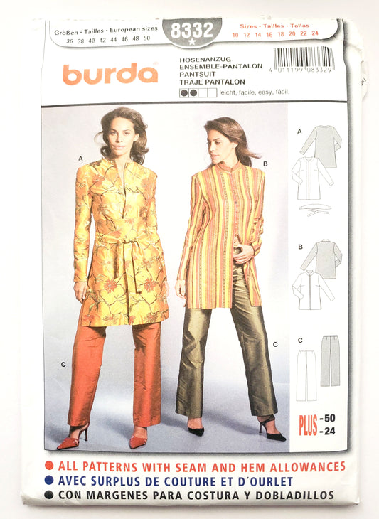 BURDA, Sewing Pattern 8332, Pants, Jacket or Tunic, Size 10-24