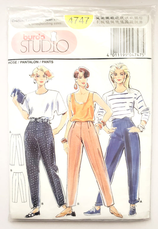 BURDA STUDIO, Sewing Pattern 4747, Pants, Straight Pants, Size 8-26