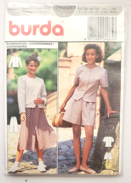 BURDA, Sewing Pattern 4085, Top, Shorts, Skirt, Outfit, Kids, Junior, Teen, Size 6-16