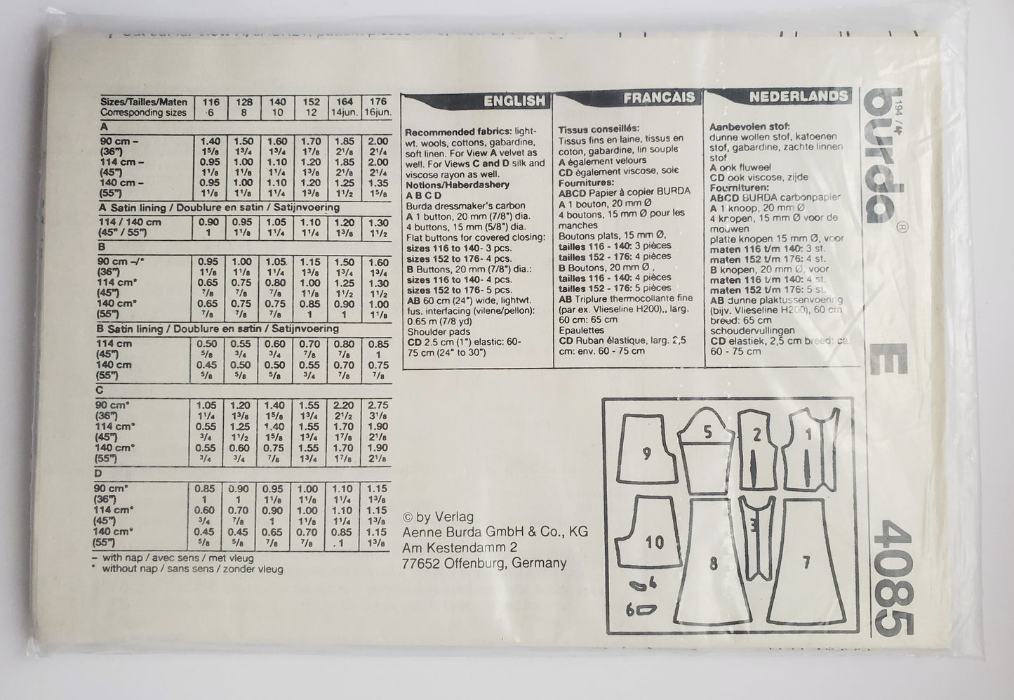 BURDA, Sewing Pattern 4085, Top, Shorts, Skirt, Outfit, Kids, Junior, Teen, Size 6-16