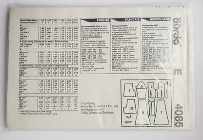 BURDA, Sewing Pattern 4085, Top, Shorts, Skirt, Outfit, Kids, Junior, Teen, Size 6-16