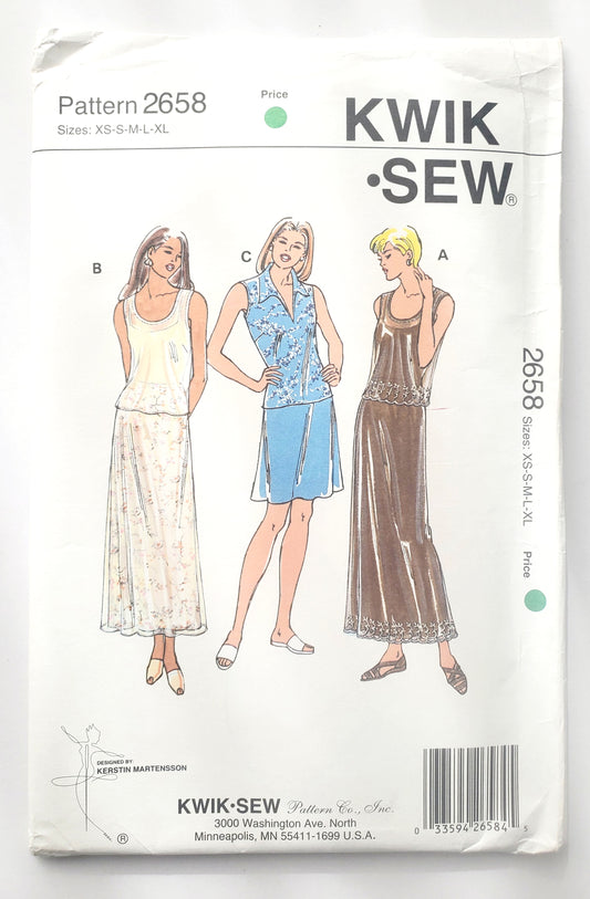 KWIK SEW 90'S Sewing Pattern 2658 Womans Skirts & Tops Sizes XS-XL