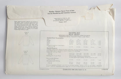 KWIK SEW Sewing Pattern 1577, Boys Zipped or Pullover Jacket, Size 8-14