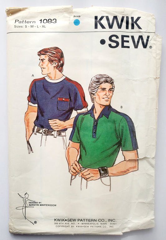 KWIK SEW Sewing Pattern 1083, Mens, Shirts, Crew Neckline, Front Pocket, Size S-XL